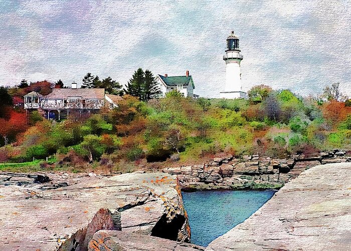 United States Greeting Card featuring the photograph Two Lights - Maine #1 by Joseph Hendrix