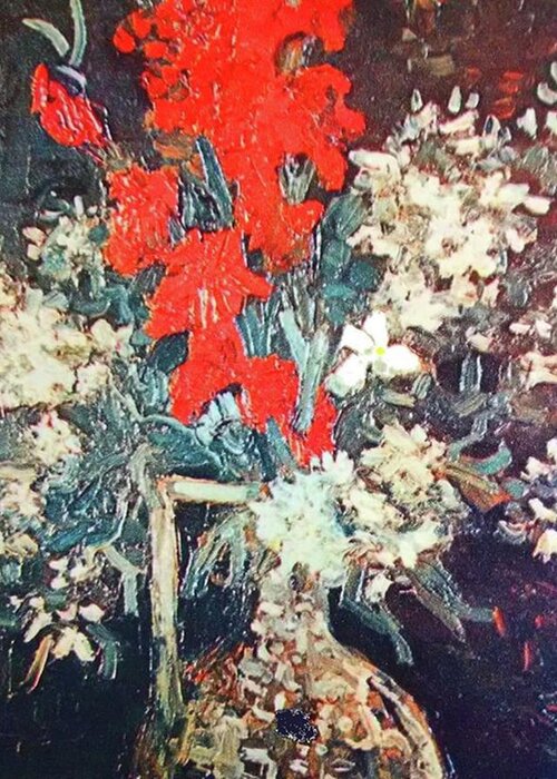 Van Gogh Greeting Card featuring the photograph Red Gladioli by Jon Baran