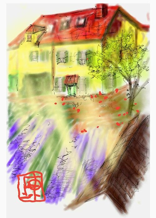 Van Gogh. Yellow House Greeting Card featuring the digital art Van Gogh yellow house #1 by Debbi Saccomanno Chan