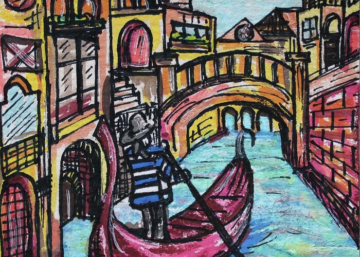 Painting Greeting Card featuring the painting Venice #1 by Art By Naturallic