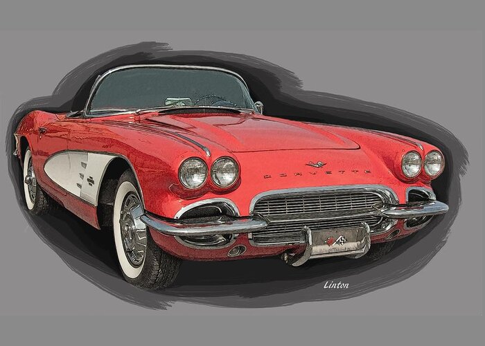 Corvette Greeting Card featuring the digital art Vette #1 by Larry Linton