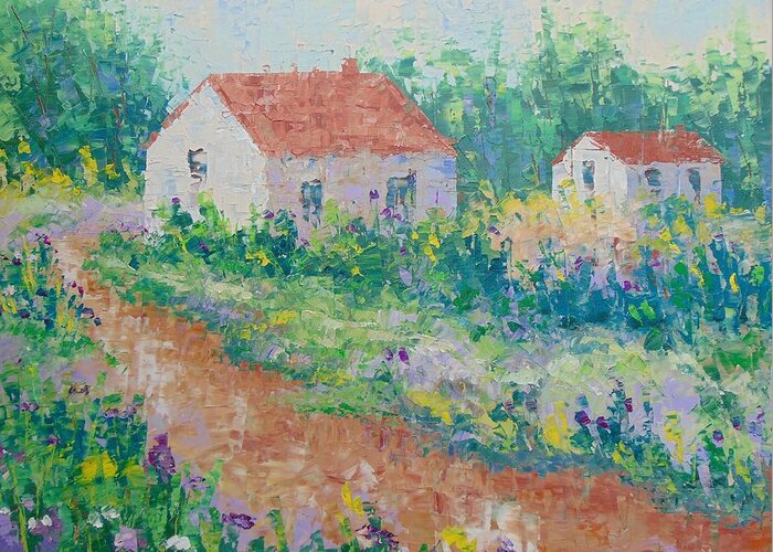 Provence Greeting Card featuring the painting Village de Provence #1 by Frederic Payet