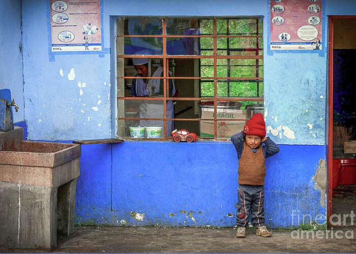 Peru Greeting Card featuring the photograph Waiting for mom #1 by David Meznarich