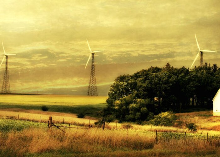 Barn Greeting Card featuring the photograph Wind Turbines #1 by Julie Hamilton