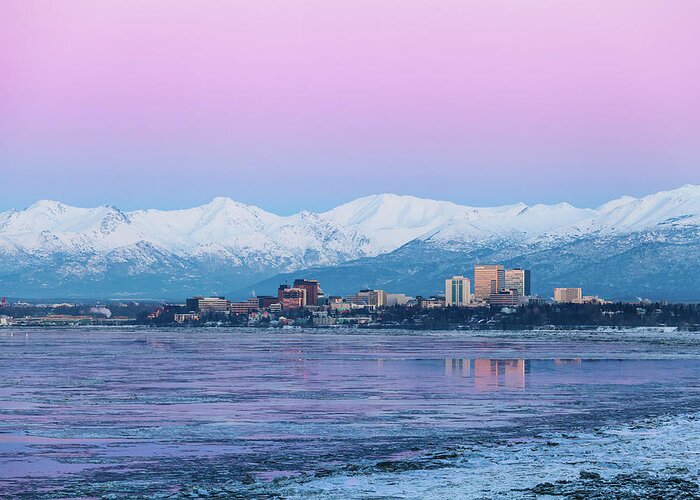 Alaska Greeting Card featuring the photograph Winter Sunset over Anchorage, Alaska #1 by Scott Slone