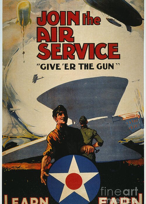 1918 Greeting Card featuring the photograph World War I: Air Service #1 by Granger