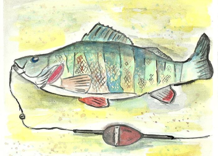 Minnesota Greeting Card featuring the painting Yellow Perch #1 by Matt Gaudian