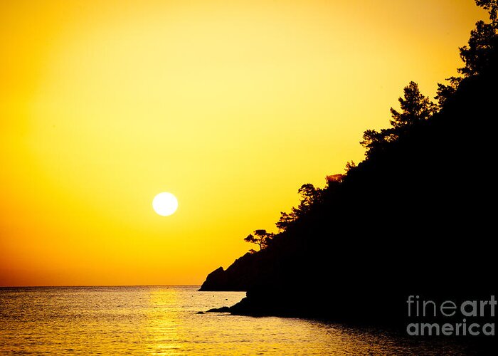 Water Greeting Card featuring the photograph Yellow Sunrise Seascape And Sun Artmif #1 by Raimond Klavins