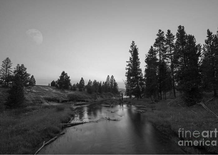 Yellowstone National Park Greeting Card featuring the photograph Yellowstone National Park Sunset and Moon #1 by Michael Ver Sprill