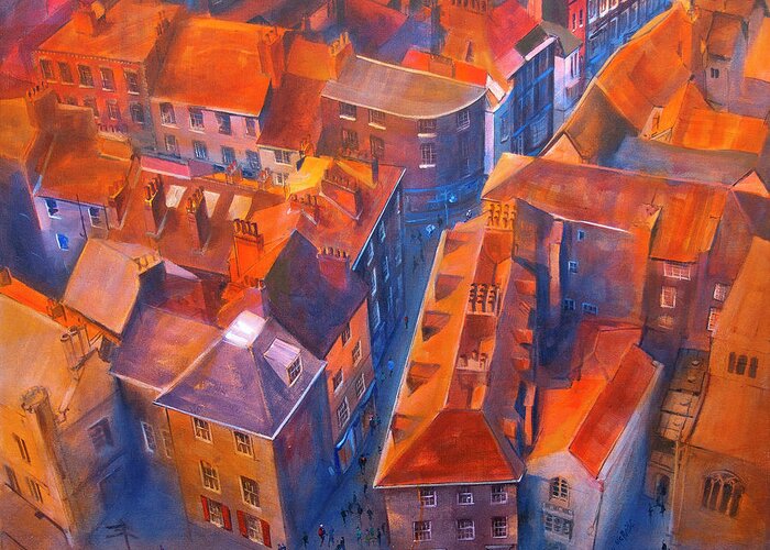 York Minster Yard Greeting Card featuring the painting York Minster Yard #2 by Neil McBride