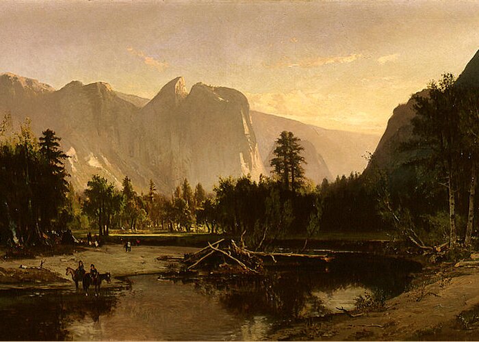 Yosemite Valley By William Keith Greeting Card featuring the painting Yosemite Valley #1 by William Keith