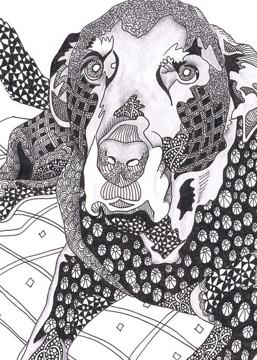 Zentangle Greeting Card featuring the drawing Zentangle Dog by Jan Steinle