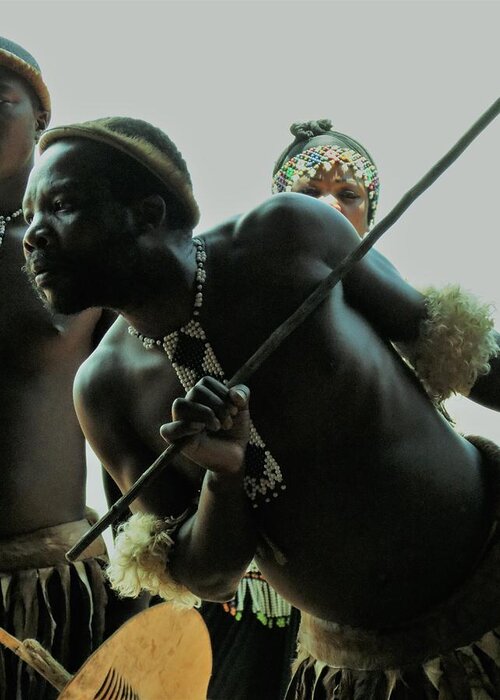 Zulu Man Greeting Card featuring the photograph Zulu Warrior #1 by Vijay Sharon Govender