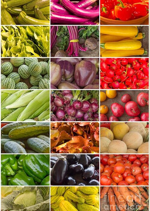 Vegetables Greeting Card featuring the photograph Fruit and Vegetable Collage #10 by Ezume Images