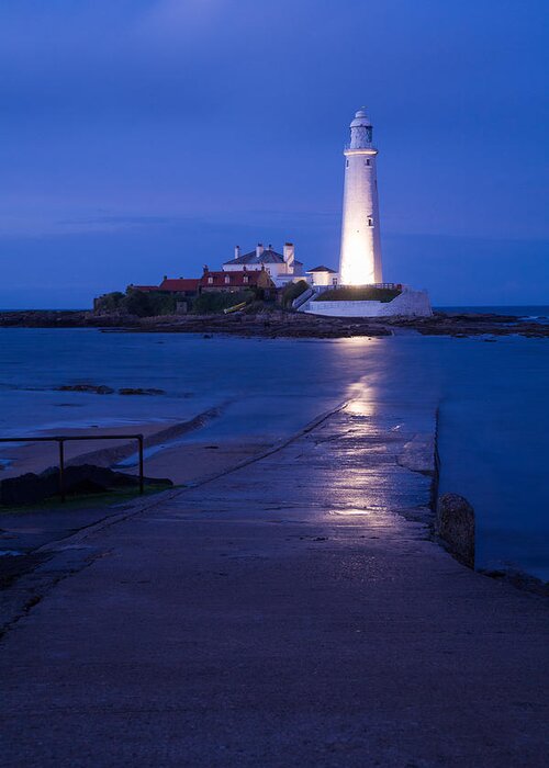 Whitley Greeting Card featuring the photograph Saint Mary's Lighthouse at Whitley Bay #10 by Ian Middleton