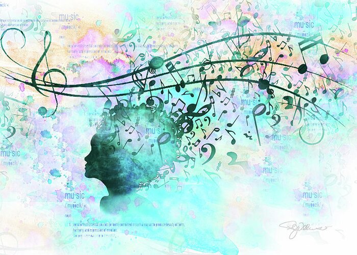 Music Greeting Card featuring the digital art 10846 Melodic Dreams by Pamela Williams