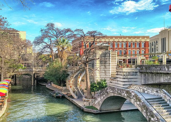 San Antonio Greeting Card featuring the photograph 10863 The River Walk by Pamela Williams