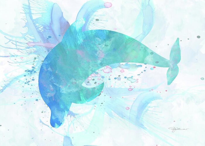 Dolphin Greeting Card featuring the digital art 10955 Dolphin by Pamela Williams