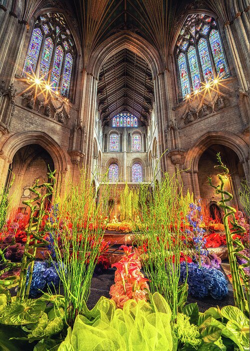 Cathedral Greeting Card featuring the photograph Ely Cathedral Flower Festival #11 by James Billings