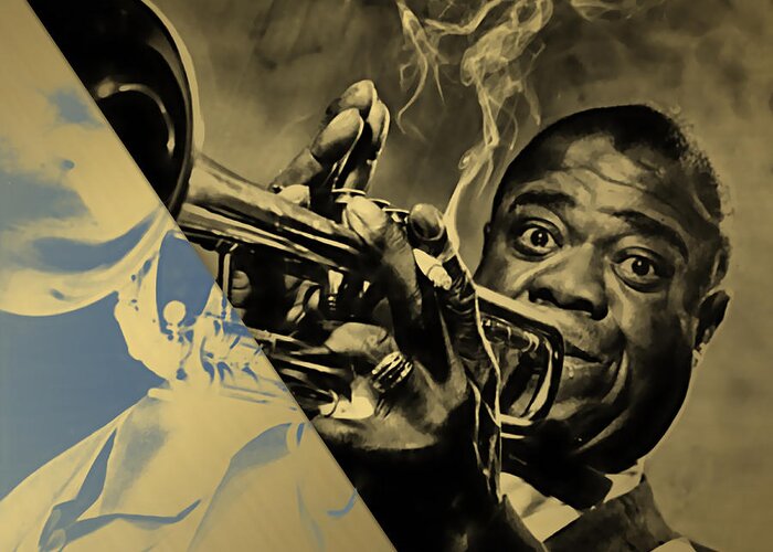 Louis Armstrong Greeting Card featuring the mixed media Louis Armstrong Collection #3 by Marvin Blaine