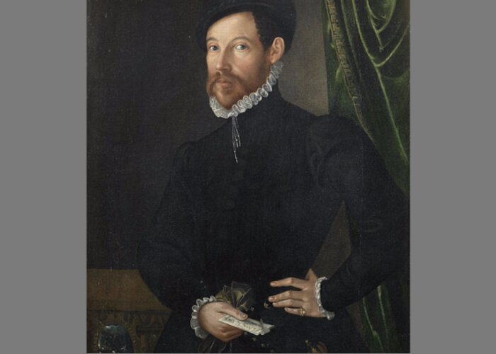 North Italian School Late 16th Century Portrait Of A Gentleman Greeting Card featuring the painting Portrait of a gentleman by MotionAge Designs