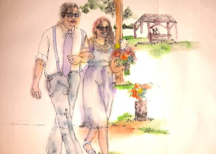 Wedding. Summer Greeting Card featuring the painting The Wedding Album #13 by Debbi Saccomanno Chan