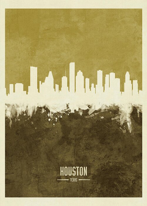 Houston Greeting Card featuring the digital art Houston Texas Skyline #15 by Michael Tompsett
