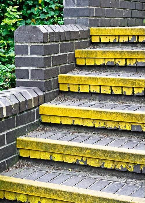 Abstract Greeting Card featuring the photograph Stone steps #17 by Tom Gowanlock