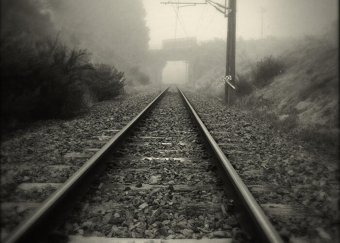 Lines Greeting Card featuring the photograph Railway tracks #18 by Les Cunliffe