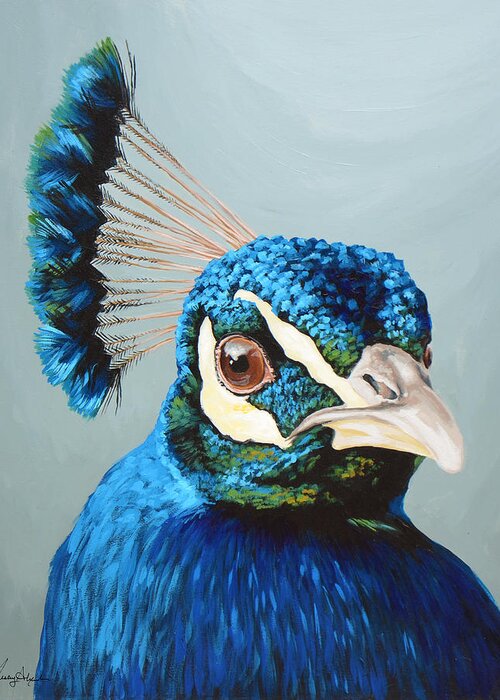 #faatoppicks Greeting Card featuring the painting Peacock by Lesley Alexander