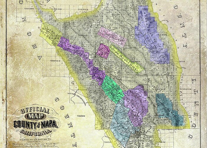 Napa Valley Map Greeting Card featuring the photograph 1876 Napa Valley Map by Jon Neidert