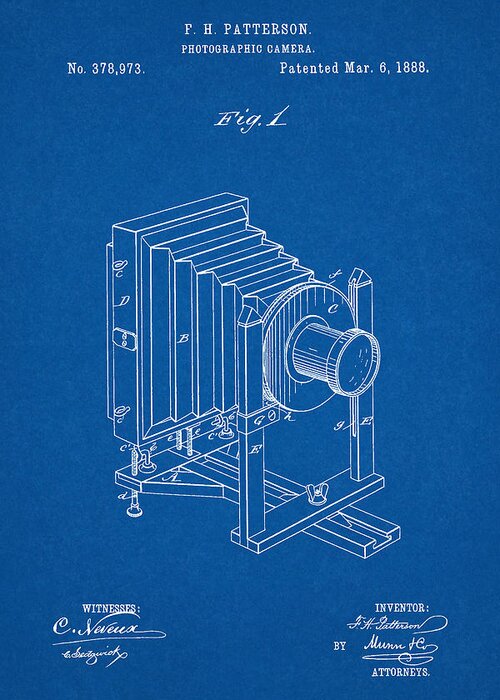 Patent Greeting Card featuring the digital art 1888 Camera US Patent Invention Drawing - Blueprint by Todd Aaron