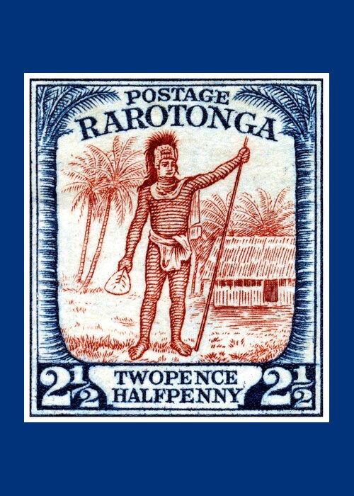 Cook Islands Greeting Card featuring the painting 1927 Cook Island Rarotongan Chief Stamp by Historic Image