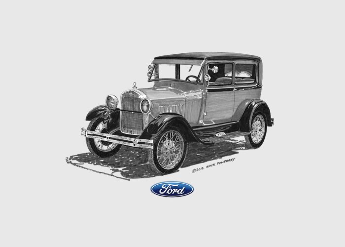 Ford Greeting Card featuring the painting Model A Ford 2 Door Sedan by Jack Pumphrey