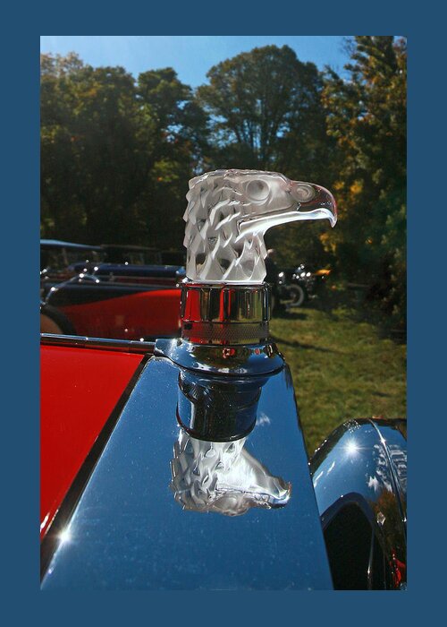 1929 Franklin Greeting Card featuring the photograph 1929 Franklin Model 137 Sport Touring Hood Ornament by Allen Beatty