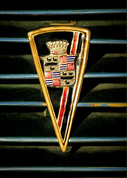1936 Cadillac Fleetwood Emblem Greeting Card featuring the photograph 1936 Cadillac Fleetwood Emblem by Jill Reger