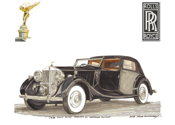 The Rolls-royce Phantom Iii Was The Final Large Pre-war Rolls-royce Greeting Card featuring the painting 1938 Rolls Royce Phantom I I I Sedanca DeVille by Jack Pumphrey