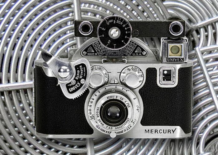 Vintage 1939 Univex Mercury Camera Greeting Card featuring the digital art 1939 Univex Mercury Camera by Chuck Brittenham