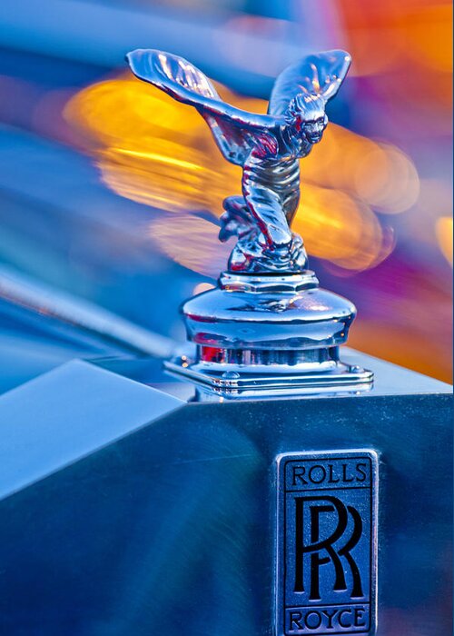 1952-1953 Rolls-royce Silver Wraith Greeting Card featuring the photograph 1952 Rolls-Royce Silver Wraith Hood Ornament by Jill Reger