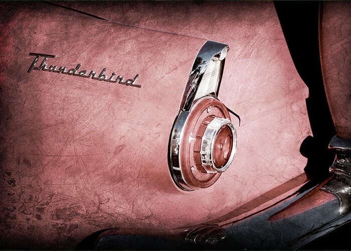 1956 Ford Thunderbird Convertible Taillight Emblem Greeting Card featuring the photograph 1956 Ford Thunderbird Convertible Taillight Emblem -0361ac by Jill Reger