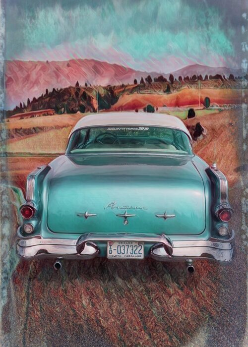 1956 Greeting Card featuring the photograph 1956 Pontiac Watercolor Painting by Debra and Dave Vanderlaan