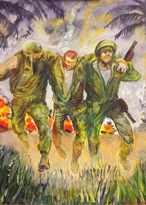 War Greeting Card featuring the painting 1965 Viet Nam by Mike Benton