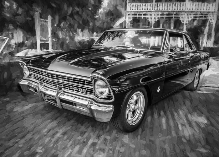 1967 Chevrolet Greeting Card featuring the photograph 1967 Chevrolet Nova Super Sport Painted BW 1 by Rich Franco
