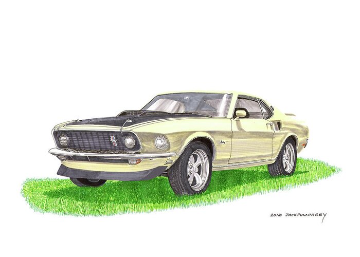 1969 Ford Mustang Fastback Greeting Card featuring the painting 1969 Mustang Fastback by Jack Pumphrey