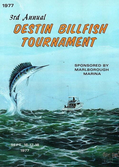 Destin Greeting Card featuring the painting 1977 Destin Billfish Tournament by Gary Partin