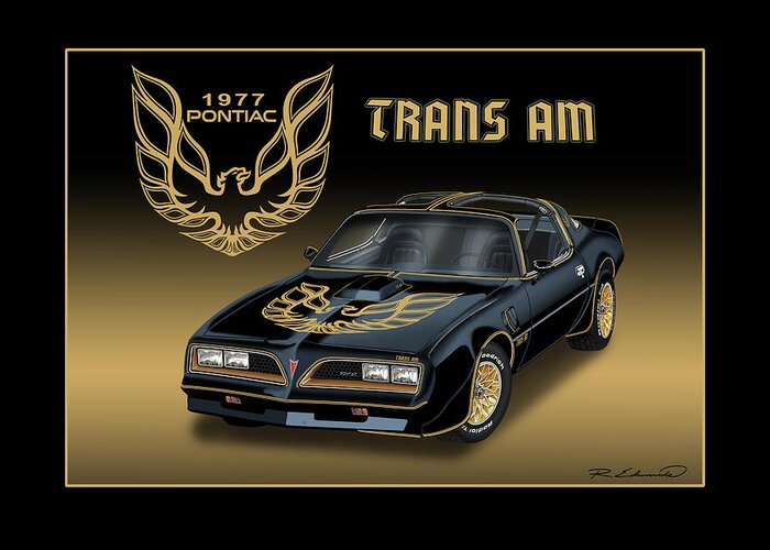 Pontiac Greeting Card featuring the painting 1977 Pontiac Trans AM Bandit by Rudy Edwards