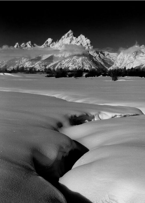 Jackson Hole Greeting Card featuring the photograph 1M9303 BWTetons seen from Jackson Hole by Ed Cooper Photography