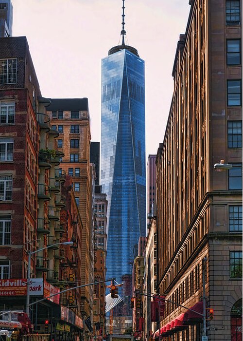 One World Trade Greeting Card featuring the photograph 1WTC Center Stage by S Paul Sahm