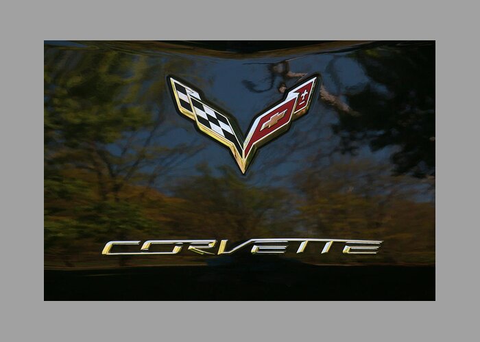Corvette Stingray Greeting Card featuring the photograph 2015 Chevy Corvette Stingray Emblem by Allen Beatty