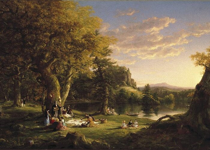 Thomas Cole (american Greeting Card featuring the painting A Pic Nic Party #2 by Thomas Cole